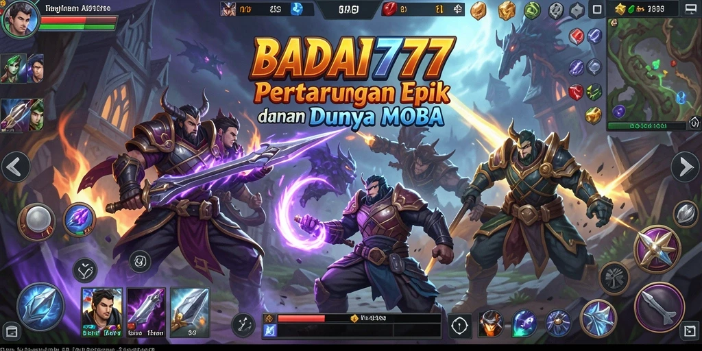 Tampilan screenshot BADAI777 menampilkan pertarungan mendebarkan dalam permainan MOBA.