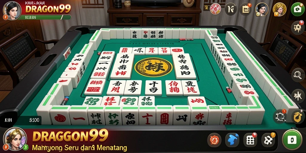 Tangkapan layar gameplay DRAGON99 dengan grafis Mahjong yang menawan.