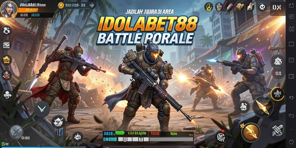 Screenshot gameplay IDOLABET88 yang menampilkan aksi Battle Royale yang seru.