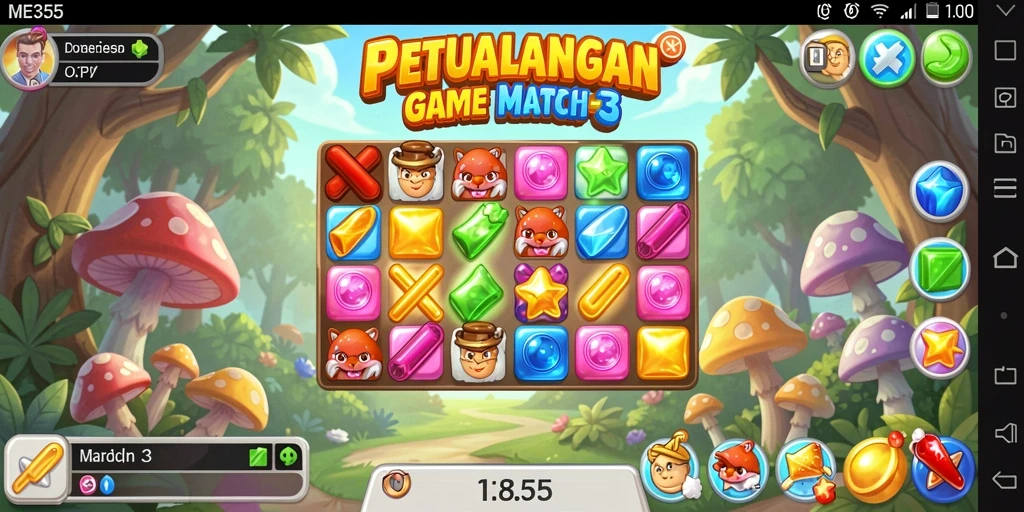 Gameplay Match-3 seru dengan grafis menarik.