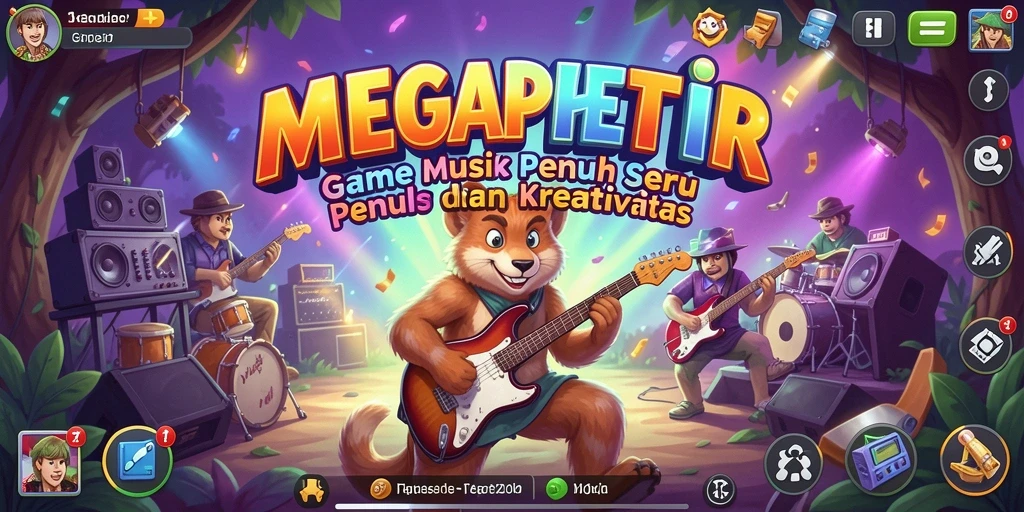 Screenshot gameplay MEGAPETIR menampilkan pemain menciptakan musik.