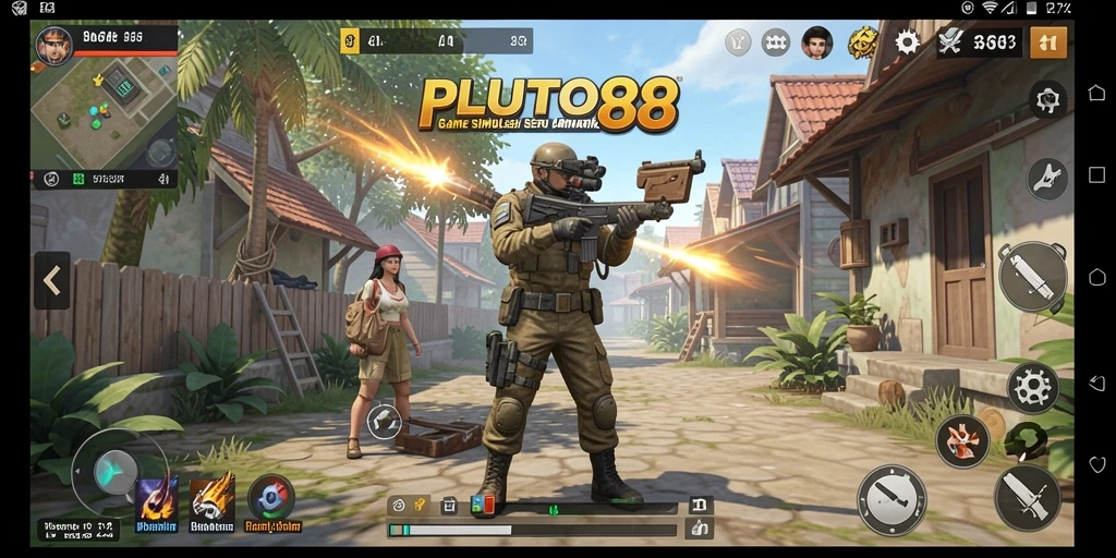 Tampilan utama gameplay <strong>PLUTO88</strong> dengan karakter dan lingkungan yang menarik.