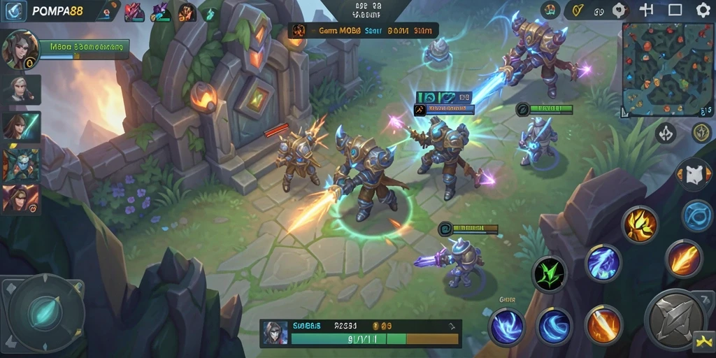 Gameplay POMPA88 yang penuh aksi dan strategi MOBA.