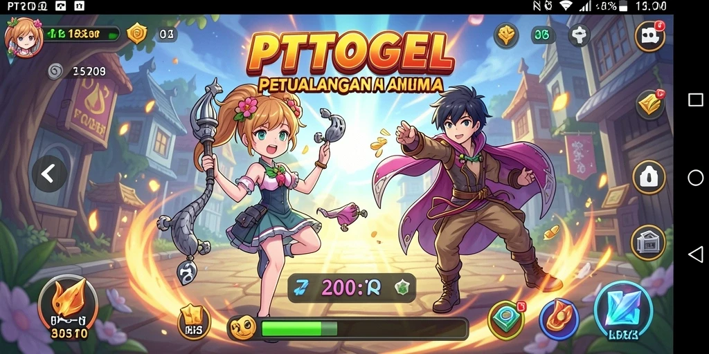 Tampilan gameplay PTTOGEL dengan karakter anime yang menarik.